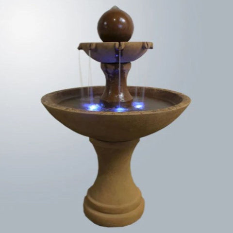 Giannini Garden Circen Two Tier Fountain With Gray Gradient Background