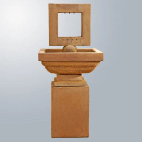Giannini Garden Contempo Square Fountain - Tall With Gray Gradient Background