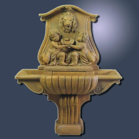 Giannini Garden Donatello Lavabo Wall Outdoor Water Fountain With Gradient Colored Background