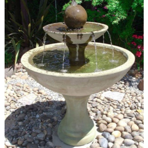 Giannini Garden Doppia Fountain With Green Plants In The Background