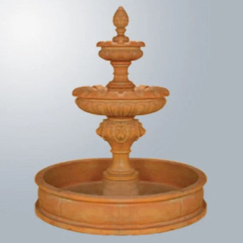 Giannini Garden Empiro Lion Two Tier Pond Fountain With Gray Gradient Background