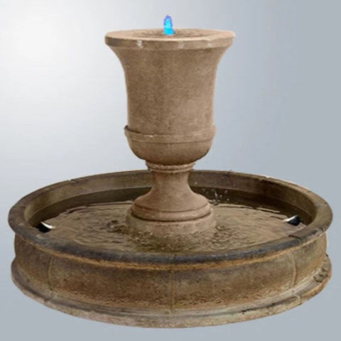 Giannini Garden Fascea Urna Fountain With 51Inch Pond With Gray Gradient Background