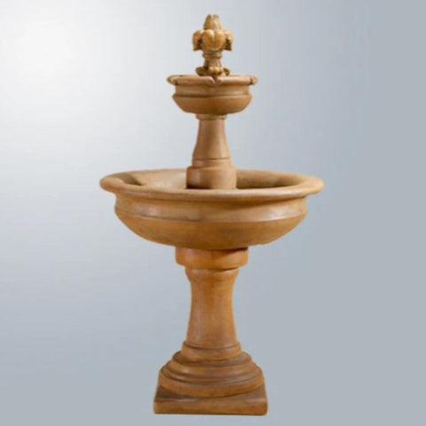 Giannini Garden Fleur De Lis Two Tier Fountain With Gray Gradient Background