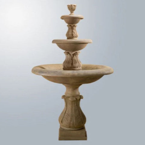 Giannini Garden Folium Three Tier Fountain Short Spacers With Gray Gradient Background