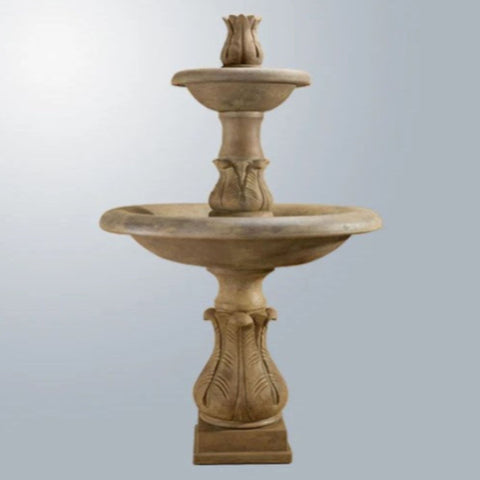 Giannini Garden Folium Two Tier Fountain Tall With Gray Gradient Background