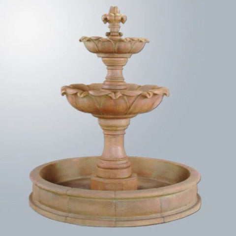 Giannini Garden Gardenia Two Tier Pond Fountain With Gray Gradient Background