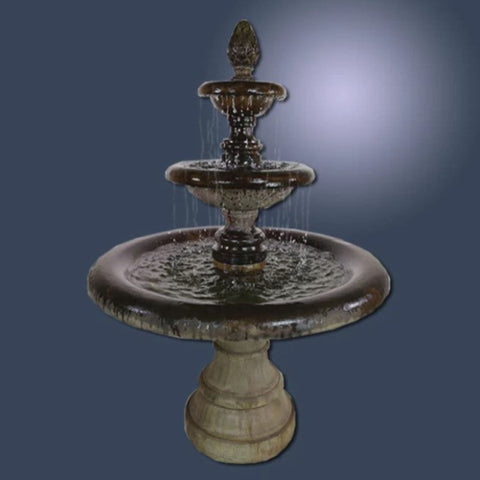 Giannini Garden Grand Newcastle Three Tier Fountain With Gray Gradient Background