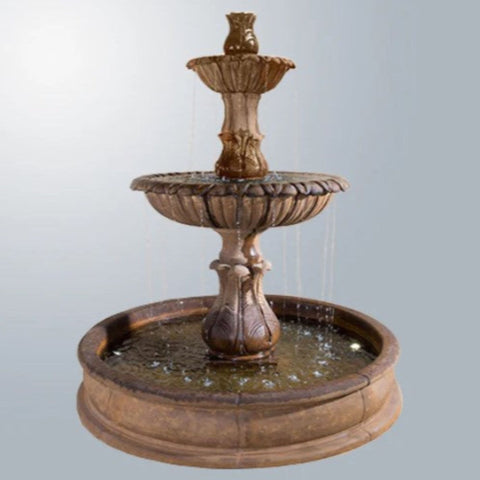Giannini Garden Grandis Calanthia Two Tier Pond Fountain With Gray Gradient Background