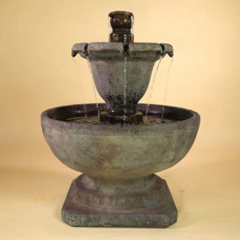 Giannini Garden Hortus Two Tier Fountain With Beige Gradient Background