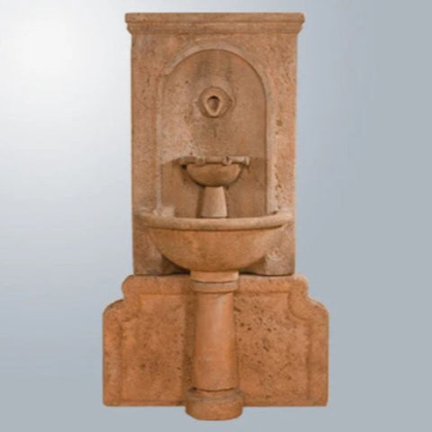 Giannini Garden Imperia Antica Wall Fountain With Concrete Water Spout With Gray Gradient Background