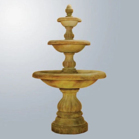 Giannini Garden Isola Three Tier Fountain With Gray Gradient Background
