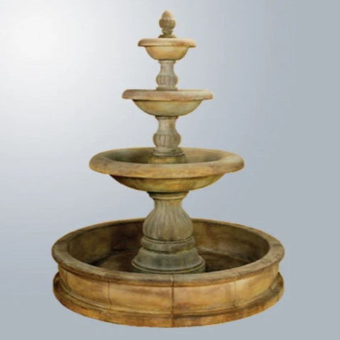 Giannini Garden Isola Three Tier Pond Fountain With Gray Gradient Background