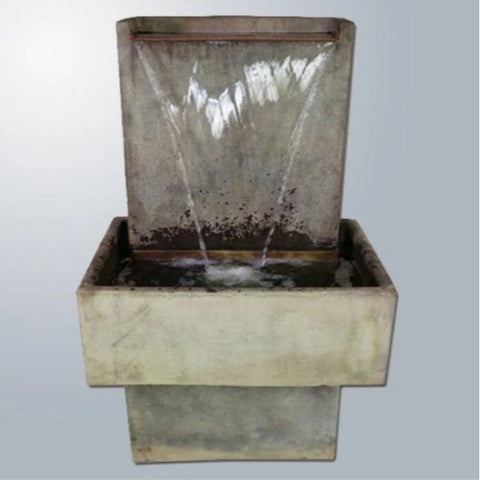 Giannini Garden Lamina Wall Fountain Tall With Gray Gradient  Background