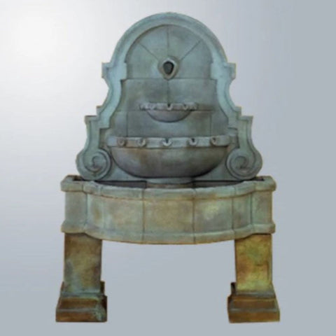 Giannini Garden Liguria Wall Fountain With Legs With Gray Gradient Background