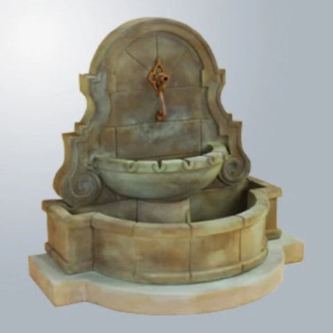 Giannini Garden Liguria Wall Fountain With Step For Spout With Gray Gradient Background