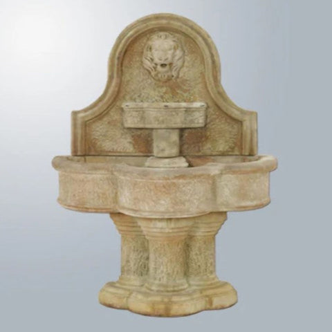 Giannini Garden Luccan Lion Wall Outdoor Water Fountain With Gray Colored Background