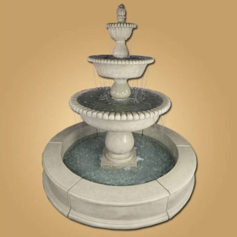 Giannini Garden Malibu Three Tier Easy Pond Fountain With Beige Color Background