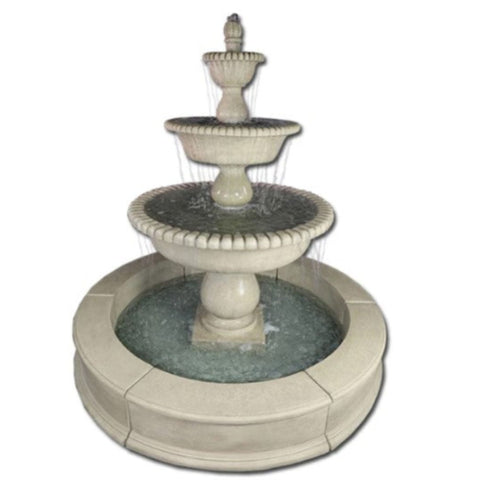 Giannini Garden Malibu Three Tier Easy Pond Fountain With Plain White Background