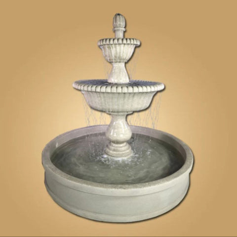 Giannini Garden Malibu Two Tier Pond Fountain With Beige Color Background