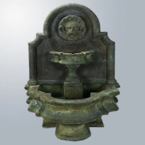 Giannini Garden Mascaron Wall Outdoor Water Fountain With Gray Gradient Color Background