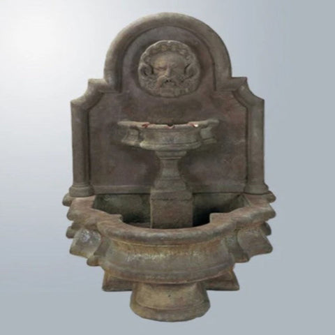 Giannini Garden Mascaron Wall Outdoor Water Fountain With Gray Gradient Color Background1