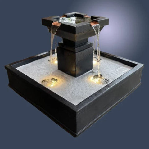 Giannini Garden Miramar Square Pond Fountain With Gray Gradient Background