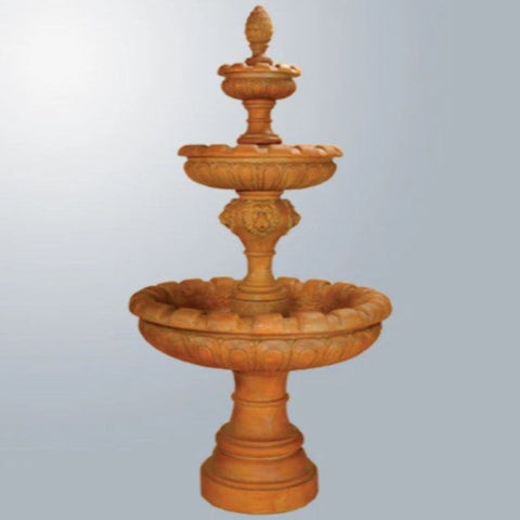 Giannini Garden Monegasque Lion Three Tier Fountain With Gray Gradient Background