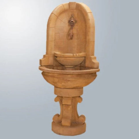 Giannini Garden Montefalco Corner Fountain For Rustic Spout With Gray Gradient Background