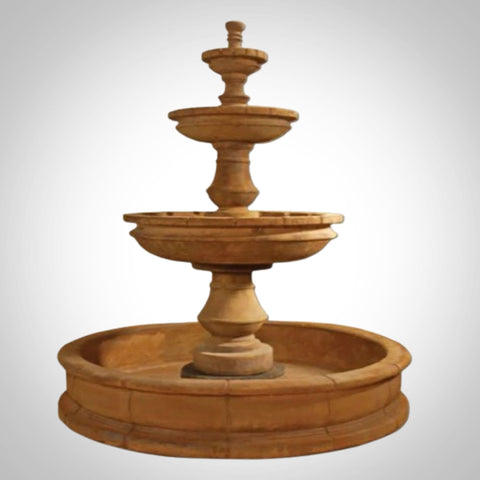 Giannini Garden Montefalco Three Tier Pond Fountain With Gray Gradient Background