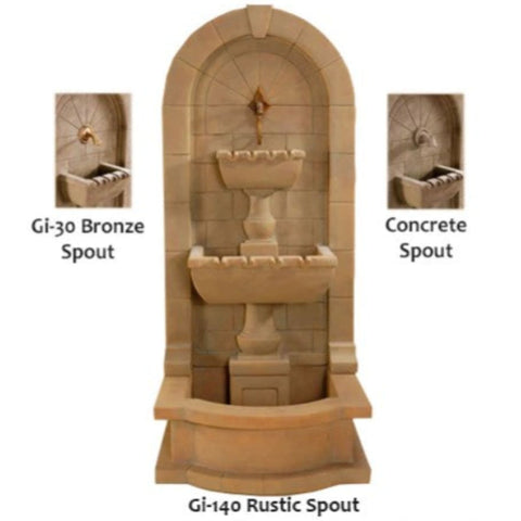 Giannini Garden Monterosso Wall Fountain With Pond With Three Color Option In Plain White Background
