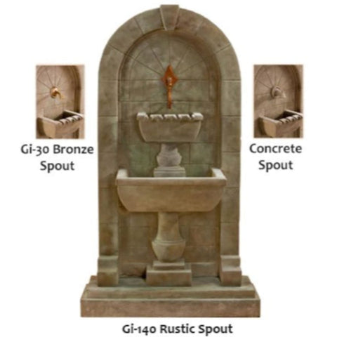 Giannini Garden Monterosso Wall Fountain With Three Spout Options