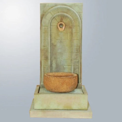 Giannini Garden Mortaio Wall Fountain With Gray Gradient Background