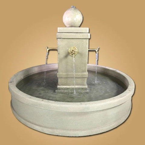 Giannini Garden Napa Round Pond Fountain for Bronze Spouts With Beige Color Background