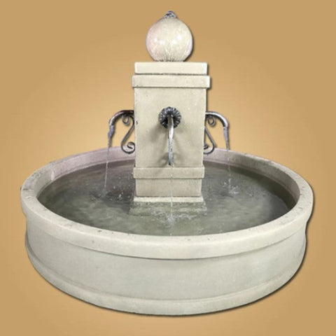 Giannini Garden Napa Round Pond Fountain for Rustic Spouts With Beige Color Background