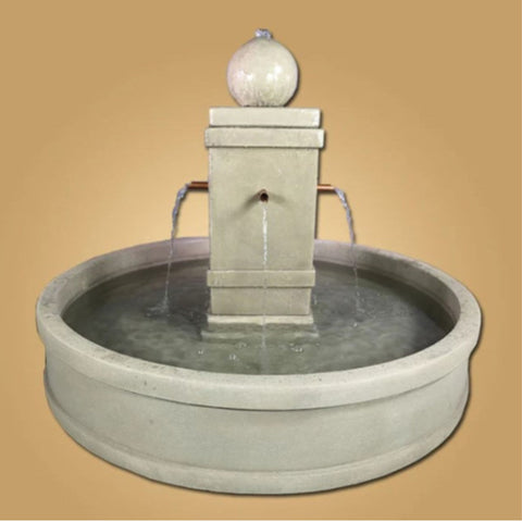Giannini Garden Napa Round Pond Fountain with Copper Spouts With Beige Color Background