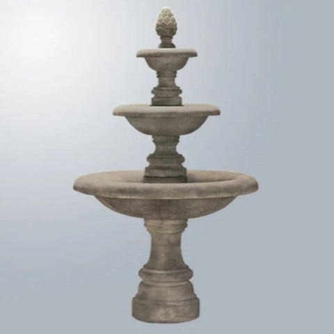 Giannini Garden Newcastle Three Tier Outdoor Fountain With Gray Gradient Background