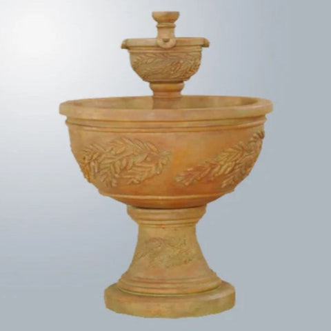 Giannini Garden Oliva Two Tier Outdoor Water Fountain With Bluish Colored Background