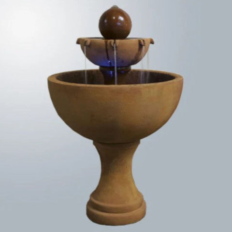 Giannini Garden Orbis Two Tier Fountain With Gray Gradient Background