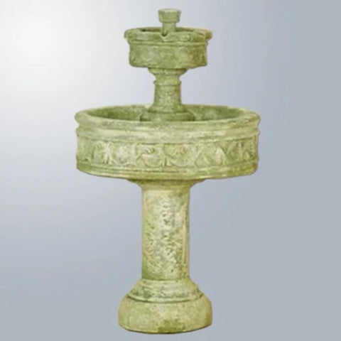 Giannini Garden Paestum Two Tier Outdoor Water Fountain with Tall Base With Gray Gradient Background