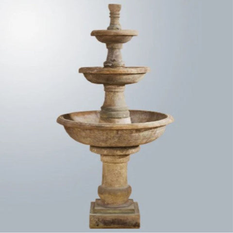 Giannini Garden Pavana Three Tier Fountain With Gray Gradient Background 