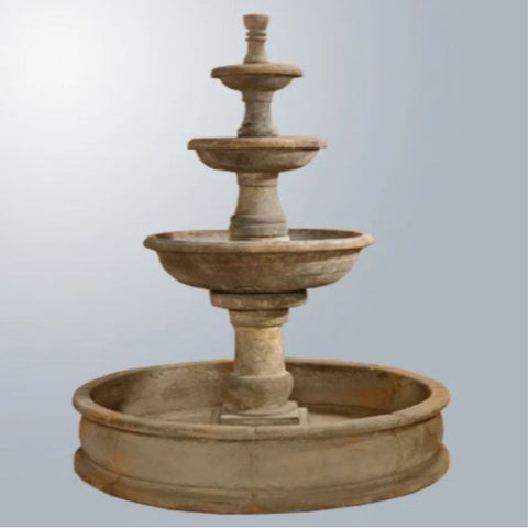 Giannini Garden Pavana Three Tier Pond Fountain With Gray Gradient Background