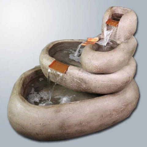 Giannini Garden Pebble Falls Fountain With Gray Gradient Background