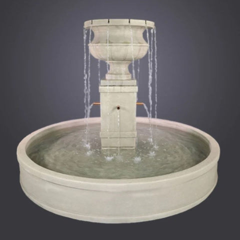 Giannini Garden Piazza Aventino Pond Fountain w Copper Spouts With Dark Gray Gradient Background