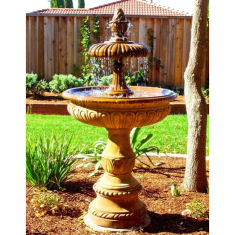 Giannini Garden Piazza Nuova Fountain With Wooden Fence Background