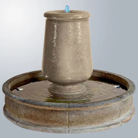 Giannini Garden Planum Urna Fountain With 51inch Pond With Gray Gradient Background