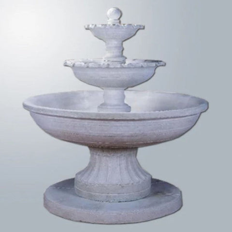 Giannini Garden Porta Marina Three Tiers Outdoor Water Fountain With Gray Gradient Color Background