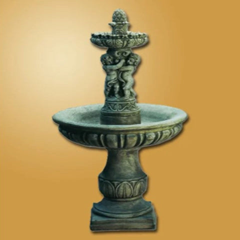 Giannini Garden Putti Outdoor Water Fountain With Gradient Color Background