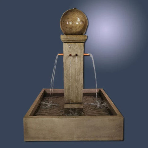 Giannini Garden Quadrum Courtyard Fountain with Ball With Gray Gradient Background