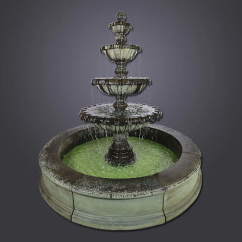 Giannini Garden Regal Chateau Four Tier Easy Pond Large Fountain With Gray Gradient Background