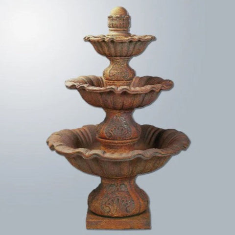 Giannini Garden Regina Three Tier Fountain With Gray Gradient Background